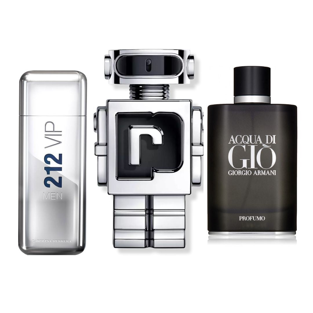 COMBO PERFUMES ACQUA DI GIO PROFUMO + 212 VIPMEN + PACO RABANNE PHANTOM