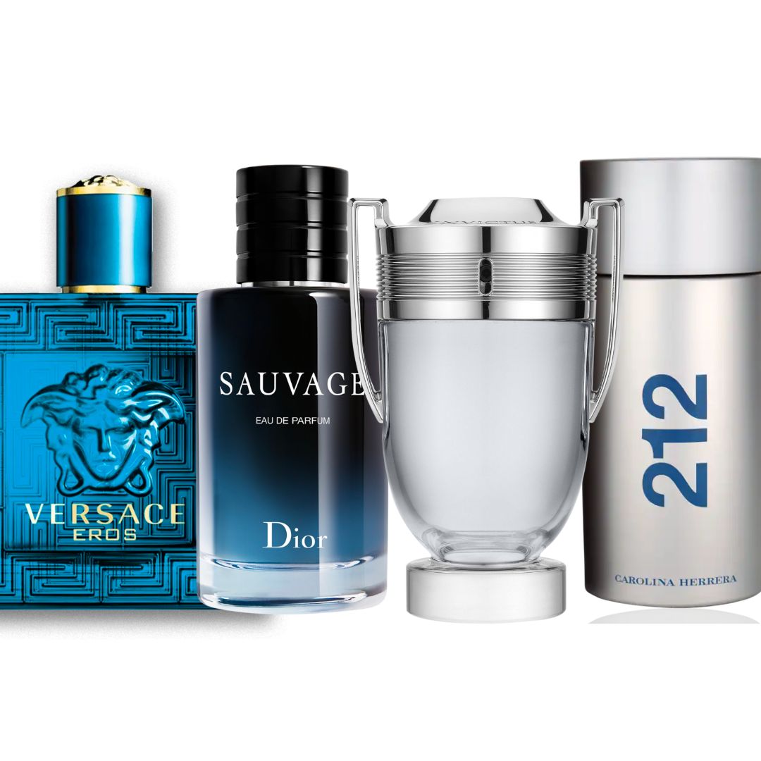 COMBO PERFUMES LUJO VERSACE EROS + DIOR SAUVAGE + INVICTUS+ 212 MEN