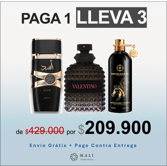 COMBO PERFUMES LUJO LATTAFA ASAD + VALENTINO UOMO + MONTALE ARABIANS TONKA