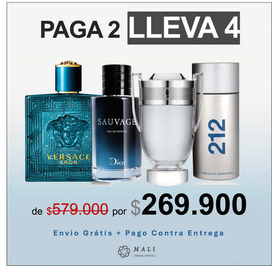 COMBO PERFUMES LUJO VERSACE EROS + DIOR SAUVAGE + INVICTUS+ 212 MEN
