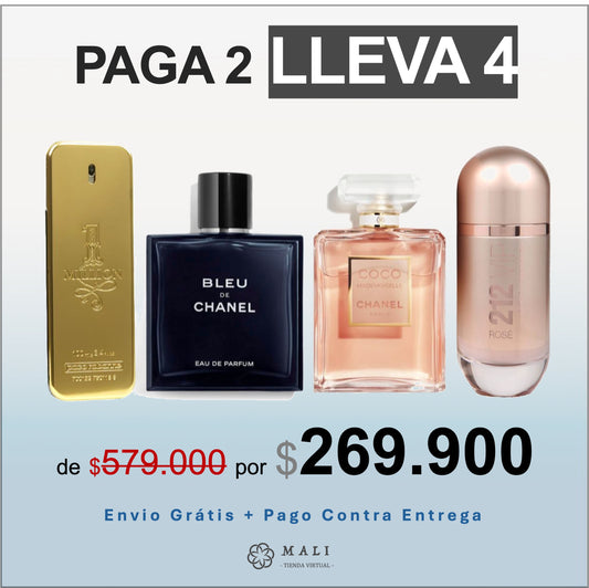 COMBO PERFUMES ONE MILLION + BLEU DE CHANEL + CHANEL MADEMOISELLE+212 ROSÉ + 2 PERFUMEROS GRÁTIS