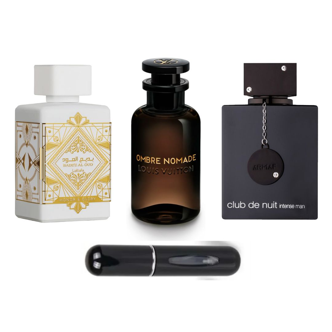 COMBO PERFUMES LUJO LATTAFA HONOR&GLORY + OMBRE NOMADA + CLUB DE NUIT+PERFUMERO