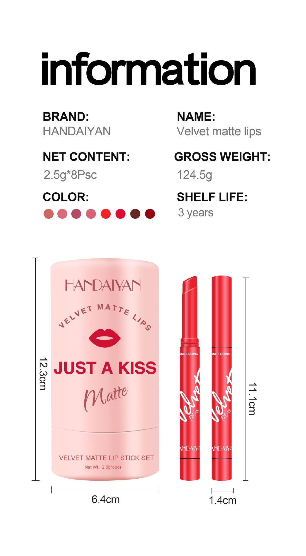 Set de 8 Labiales Handaiyan 💄💋
