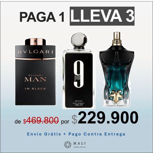 COMBO PERFUMES 9PM. + MAN IN BLACK + LE BEAU + PERFUMERO GRATIS